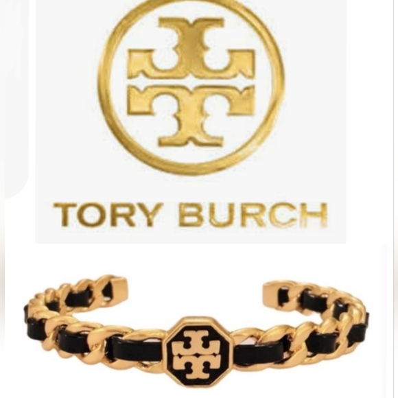 Tory Burch Black Marion Woven Cuff Bracelet - Picture 1 of 5